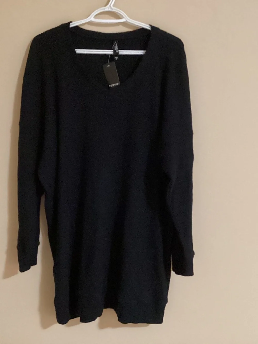 Torrid Brushed Waffle Cowl Neck Lounge Tunic - Deep Black - Picture 6 of 8